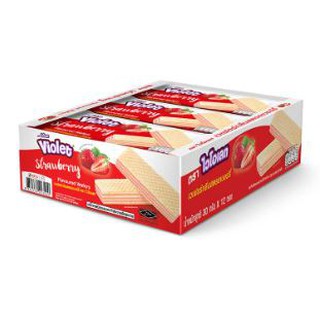 ไวโอเลต เวเฟอร์กลิ่นสตรอเบอร์รี่ บรรจุ 30กรัม ยกแพ็ค 12ซอง VIOLET STRAWBERRY WAFERS