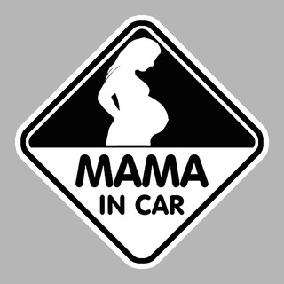 จุ๊บติดกระจก Pregnant in car สติ๊กเกอร์ คนท้องในรถ แผ่นแม่เหล็กติดรถ PND23