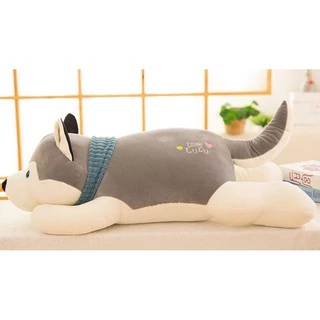 🔥พร้อมส่ง🔥ตุ๊กตาหมาไซบีเรียน หมานอน นุ่มสบาย ขนาด 30-55 cm.🐶