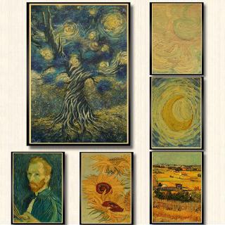 ขายดี โปสเตอร์กระดาษคราฟท์ ลายภาพวาดสีน้ํามัน Van Gogh Famous สําหรับตกแต่งบ้าน