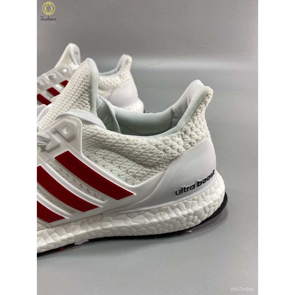 ✠▬【คลังสินค้าพร้อม】Adidas Ultra Boost 4.0 EG8098 ป๊อปคอร์นเต็มฝ่ามือรองเท้าวิ่งกีฬาสีขาวสีแดง