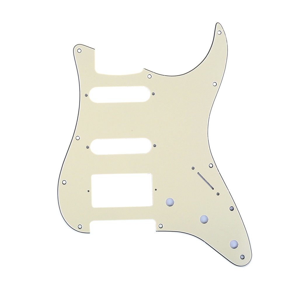 Musiclily Pro 11-ช่อง Strat Hss Pickguard สไตล์โมเดิร์นสําหรับกีตาร์อเมริกัน, 3Ply สีครีม