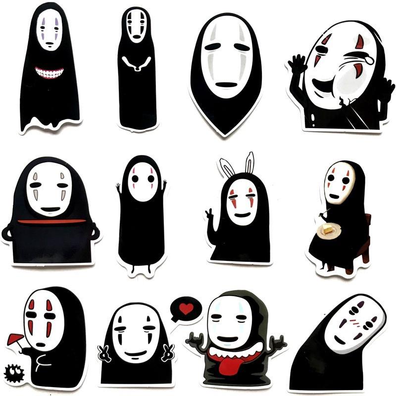 Y&amp;P| สติ๊กเกอร์ No Face Man - Spirited Away ชุดสติ๊กเกอร์กราฟฟิตีกันน้ำ, 12 ชิ้น