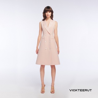 VICKTEERUT Re-Edition Double Breasted Sleeveless Suit Dress เดรส ปกสูท กระดุมสองแถว