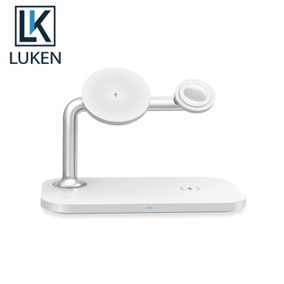 Luken 3 in 1 แท่นชาร์จแม่เหล็กไร้สาย 15W ชาร์จเร็ว สําหรับ iP 12 13 Pro Max App Watchirpods Pro