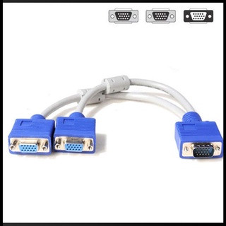 Zevaret อะแดปเตอร์แปลงสายเคเบิ้ล VGA Monitor Y-Splitter Cable VGA 1 Male to Dual 2 VGA Female สําหรับหน้าจอ