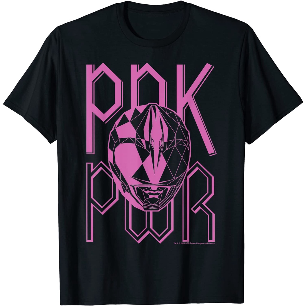 เสื้อยืดโอเวอร์ไซส์เสื้อยืด พิมพ์ลาย Power Rangers Pink Ranger PNK PWRS-3XL