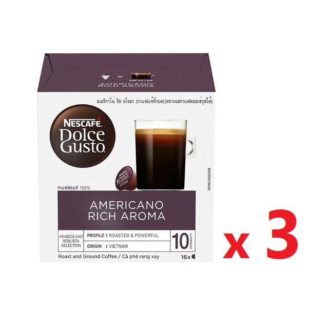 NESCAFE DOLCE GUSTO เนสกาแฟ โดลเช่ กุสโต้ Americano Rich Aroma 16แคปซูล/กล่อง (แพค 3 กล่อง)