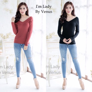 Lady By Venus เสื้อไหมพรหมคอวี