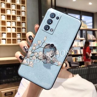 เคสโทรศัพท์ OPPO Reno6 Pro 5G / OPPO Reno6 Z 5G Hot 2021 New Casing Flowers Case Bling Glitter Soft TPU Case with Finger Ring Holder Cover เคส รีโน่ รีโน่6Z รีโน่6Pro Reno6Pro Reno6Z Reno 6Z 6Pro 6 Z Pro