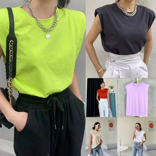 ⭐ ฮิตสุด ตอนนี้ เสื้อเเขนกุดเสริมบ่า