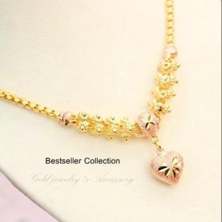 สร้อยคอทองไมครอน ห้อยจี้หัวใจ สีพิ้งค์โกลว์สีหวานสวยมากค่ะ.