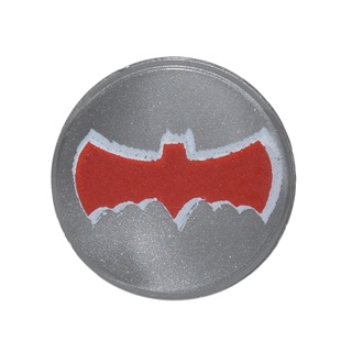 [682] ชิ้นส่วนเลโก้ Lego Part Tile, Round 1 x 1 with Red Bat Batman Logo Pattern (98138pb040) ราคา/ชิ้น