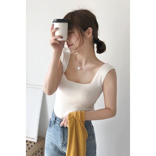 🇹🇭พร้อมส่ง🌵005🌵ครอปไหมพรมคอเหลี่ยม Crop Tops