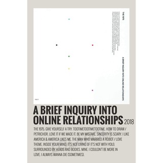 โปสเตอร์ มันวาว พิมพ์ด้านเดียว ขนาด A5 14.8 ซม. x 21 ซม. รูปปกอัลบั้ม A Brief Inquiry Into Online Relationship by The 1975