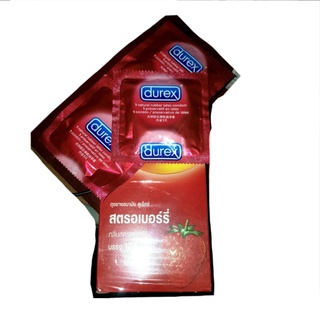 ดูเร็กซ์ ถุงยางอนามัย สตอเบอร์รี่ ถุงยาง 12 ชิ้น Durex Strawberry Condom