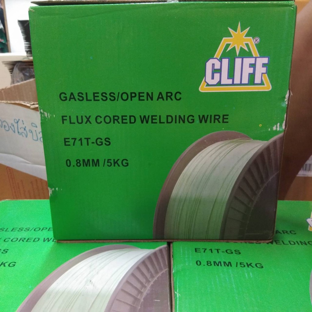 ลวดเชื่อมฟลักซ์คอลล์ไวร์ CLIFF E71T-GS 0.8มม. (ไม่ต้องใช้แก๊ส)