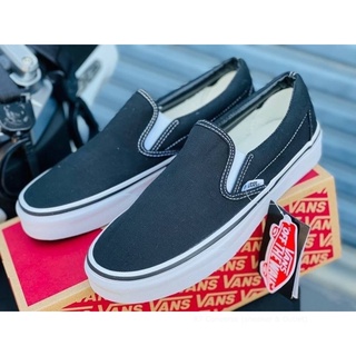 🚩  UA Classic Slip On Black White ส์สลิปออน สีดำ(รุ่นขอบดำ) สินค้าพร้อมกล่องป้ายแท็ก รองเท้าผ้าใบแบบสวม