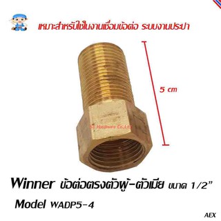 ST Hardware ข้อต่อตรง ทองเหลืองตัวผู้-ตัวเมีย ขนาด 1/2 นิ้ว Model WADP5-4