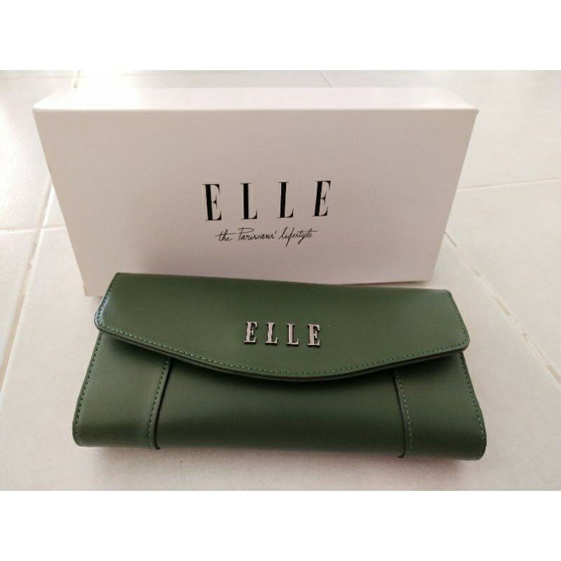 กระเป๋าสตางค์ ELLE แท้ สีเขียว