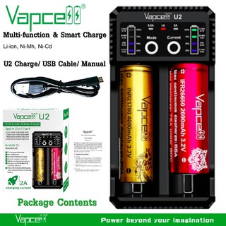 Vapcell U2 charger เครื่องชาร์จถ่าน แบบ 2 ช่อง