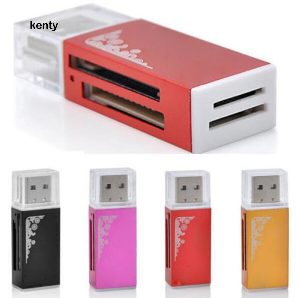 Multi-in-1 USB Flash Memory Card Adapter for SD/SDHC/Micro SD/TF/MS Card Red