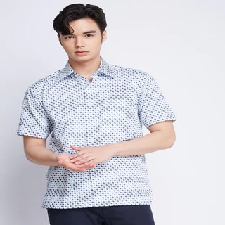 John Langford เสื้อเชิ้ตแขนสั้น  รุ่น 014-523-17 สีฟ้า
