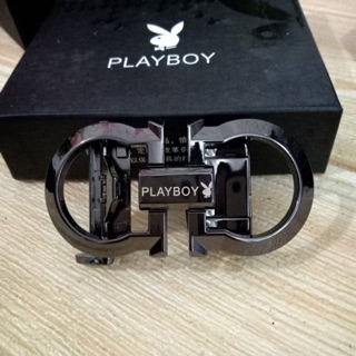 PLAYBOY Leather Belt   New Arrival !! เข็มขัดหนัง PU เรียบ หรู สัมผัสนุ่มมือ   สีรมควัน