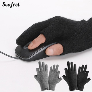 Seafeel_ ถุงมือเล่นเกม ซับใน ผ้ากํามะหยี่ขนนิ่ม แฟชั่นฤดูหนาว สําหรับผู้ชาย 1 คู่