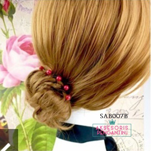 MERAH Red Pearl Stick Clip เครื่องประดับผมผู้หญิง Sab007B