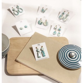 ต่างหูแฟชั่น ต่างหูวินเทจ Handmade Earring (สี Blue Ocean)