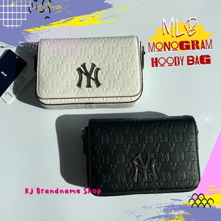 🖤🤍NEW!!! [พร้อมส่ง! ขาว / ดำ] MLB monogram hoody bag กระเป๋าสะพาย logo NY