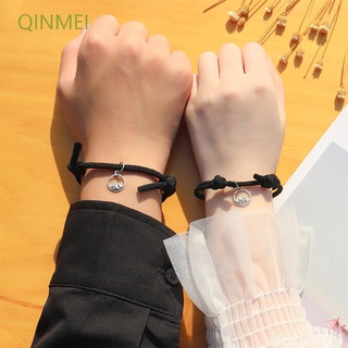 Qinmei สร้อยข้อมือแม่เหล็ก โลหะผสม ดึงดูด สร้างสรรค์ เครื่องประดับแฟชั่น เรียบง่าย หลากสี สําหรับผู้หญิง ผู้ชาย 1 คู่