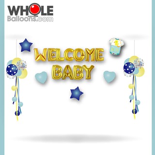 Wholeballoons - ลูกโป่ง DIY ตกแต่ง Blackdrop Welcome Baby Boy  01 ลูกโป่งตกแต่งพร้อมจัดงานปาร์ตี้