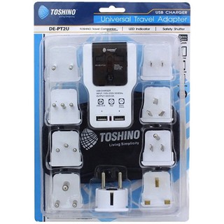 ปลั๊กไฟ สวิทช์ ปลั๊กสามตา ไฟบ้าน UNIVERSAL TRAVEL ADAPTER DE-209 USB TOSHINO ปลั๊กแปลงเอนกประสงค์ DE-209 USB TOSHINO