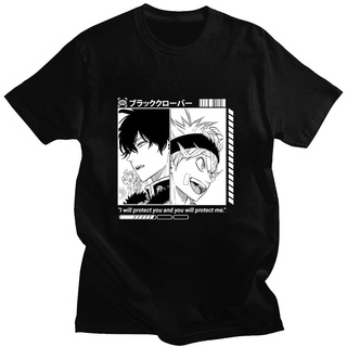 [100% Cotton] ใหม่ เสื้อยืดลําลอง ผ้าฝ้าย 100% แขนสั้น พิมพ์ลายมังงะ Asta Yuno Black Clover ทรงหลวม สไตล์ญี่ปุ่น สตรีท เ