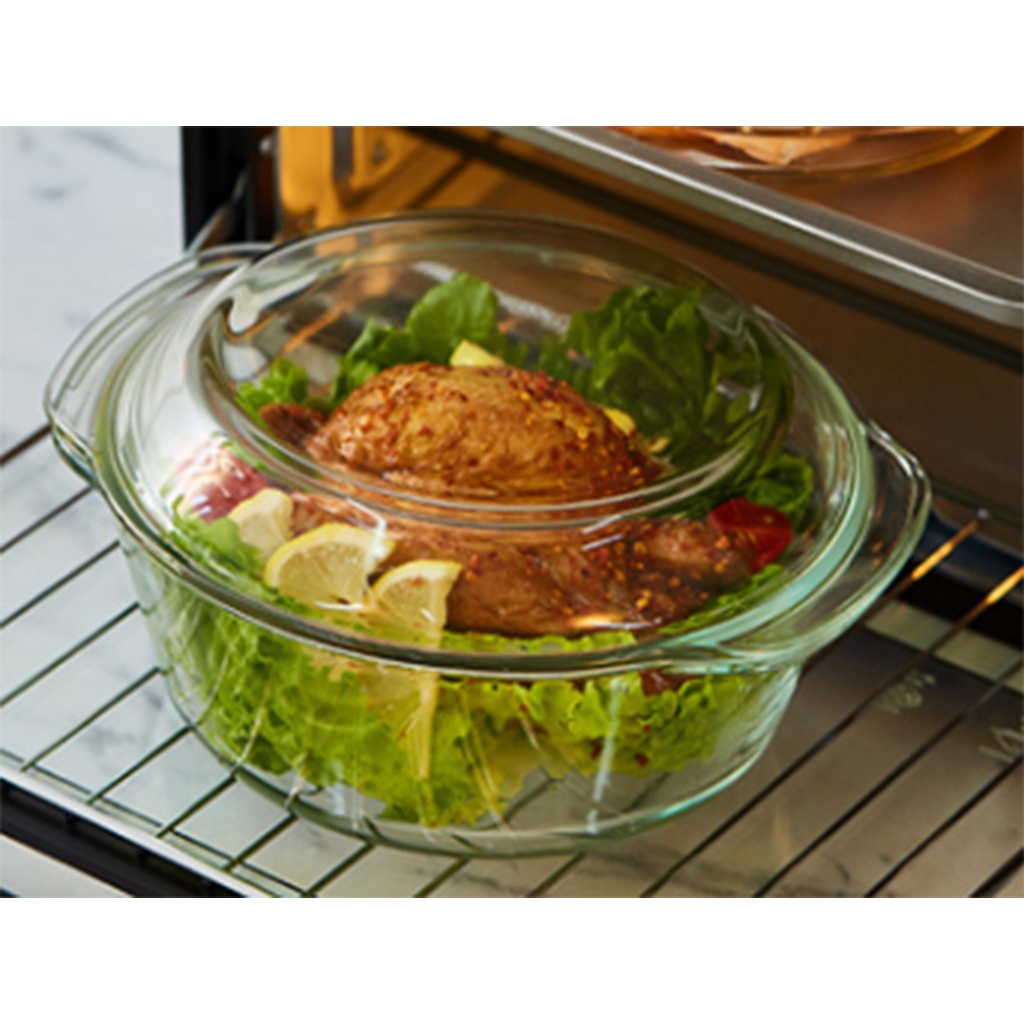 mwcชามแก้วฝาปิด ไมโครเวฟ Microwave Oven Safety Round Oven  Borossilcate Glass Baking Dishes with Glass Bowl 1 Lid
