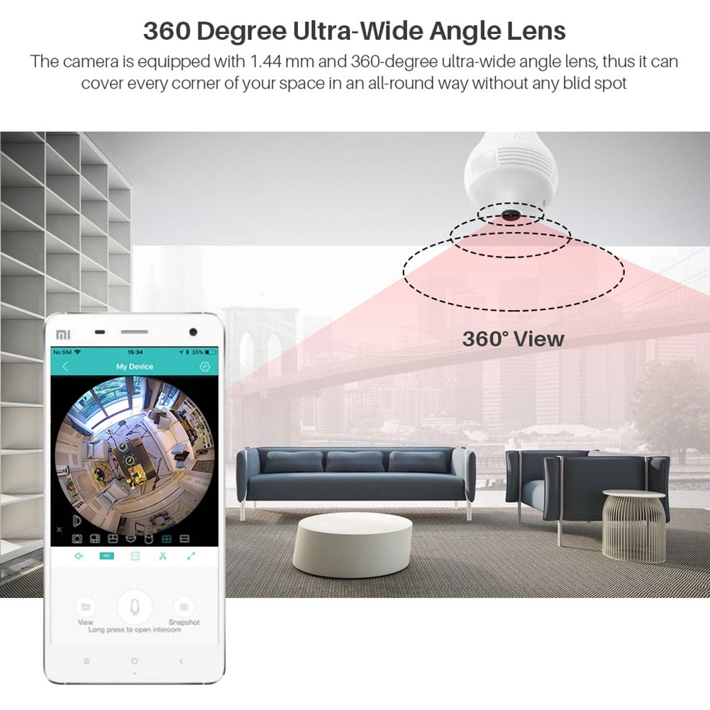 V380 Pro Hd 360 ° Panoramic Wifi 1080P กล้อง Ip กล้องวงจรปิด Wifi เชื่อมต่อกับโทรศัพท์มือถือด้วยเสียง Fisheye หลอดไฟการเฝ้าระวังวิดีโอด้วย Night Vision Two-Way Ntercom Audio Bri