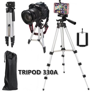 ขาตั้งกล้อง ขาตั้งมือถือ ตั้งกล้องโกโปร 3 ขา รุ่น TRIPOD 330A ( Black ) ฟรี หัวต่อสำหรับมือถือ