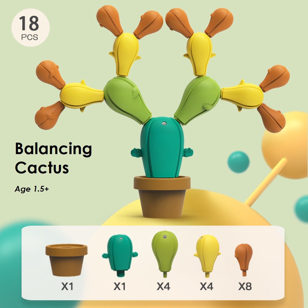 Balancing Cactus แบบใหม่ปี 2022 ตัวต่อกระบองเพชร เกมส์ต่อกระบองเพชร ของเล่นเสริมพัฒนาการ