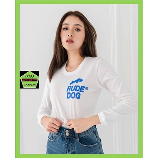 Rudedog เสื้อแขนยาว ชาย หญิง รุ่น 2line สีขาว