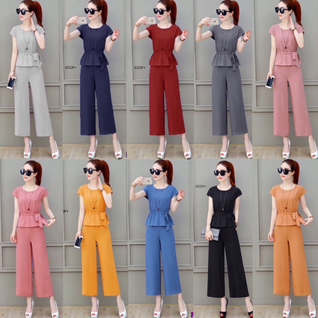 J6322 Set เสื้อรูดเอว + กางเกงขายาว #2