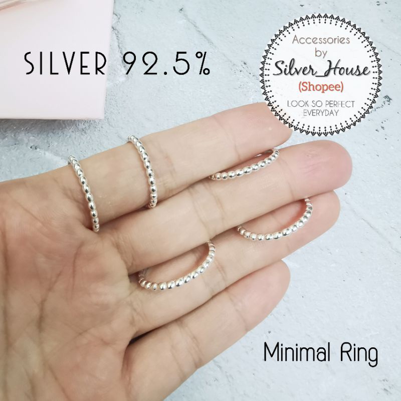 แหวนเงินแท้ 92.5% ลายจุดกลมรอบวง​ แหวน​ minimal​