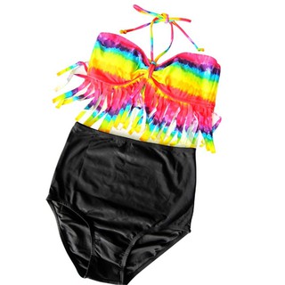 Easy Swim ชุดว่ายน้ำ Two Piece - Rainbow/ Black