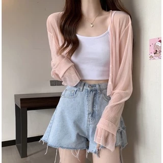 JJ shop 💜พร้อมส่ง เสื้อคลุมซีทรู คาร์ดิแกนผ้าบางเบาใส่สบาย แมตท์ได้สวยๆ "8K66" -C