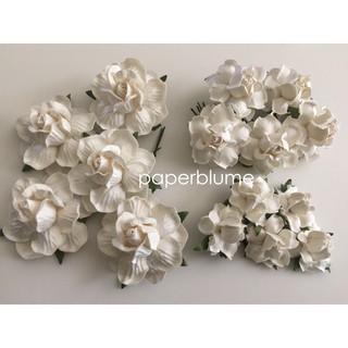 รวม 3 ไซด์ 15 ดอก ดอกไม้กระดาษสา งานประดิษฐ์ งานแต่ง Mulberry Paper Flowers - Set กุหลาบ ขาว 3A