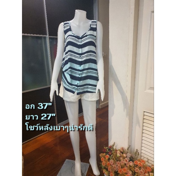 Se6534เสื้อลายขวางมือสองแฟชั่น