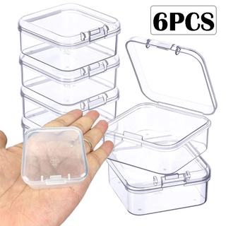 6 Pcs / Set 4.3*4.3CM Fashion Jewelry Earplugs Storage Mini Clear Square Plastic Small Box