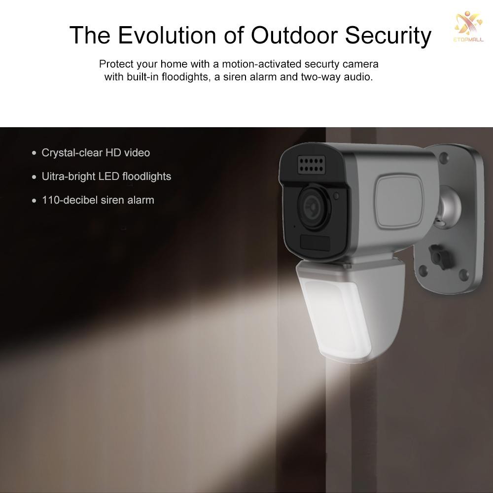 Outdoor Security Camera Motion Activated Floodlight Wifi Night Vision White