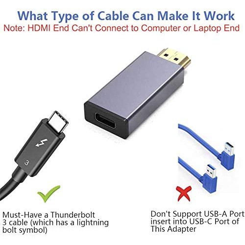 อะแดปเตอร์ USB-C 3.1 หญิงเป็น HDMI ชาย, Thunderbolt 3 ถึง HDMI 4K 60Hz Type C 3.1 อินพุตเป็นอะแดปเตอร์เอาต์พุต HDMI